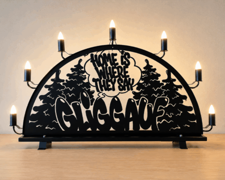 Außenschwibbogen Metall "Home is where they say GLIGGAUF" - 140 cm