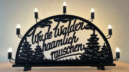Außenschwibbogen Metall "Wu de Walder haamlich rauschen" - 140 cm
